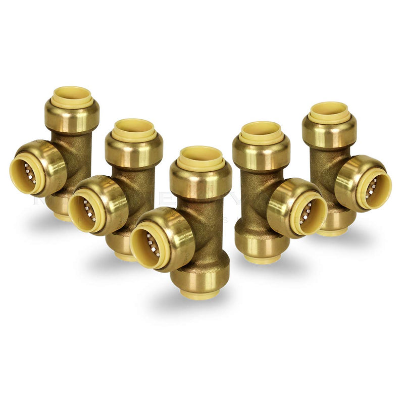 Supply Giant VQFU12-5 Tee Pipe Fittings Push to Connect Pex Copper, CPVC, 1/2 Inch, Brass Pack of 5, 5 Count - NewNest Australia