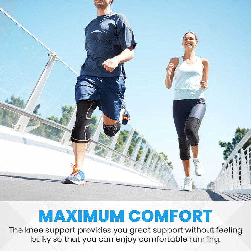 AVIDDA Knee Support Brace 2 Pack - Compression Knee Sleeves for Arthritis, Joint Pain, Ligament Injury, Meniscus Tear, ACL, MCL, Tendonitis, Running, Squats, Sports Grey Black M - NewNest Australia