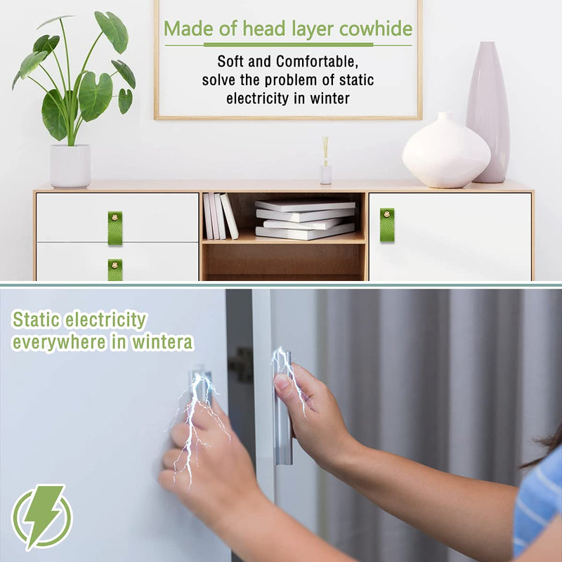 Leather Drawer Knobs 12 Pack Dresser Pulls Soft Handles Can Avoid Collisions Perfect for Replacing Traditional Metal Cabinet Hardware and Upgrading Your Furniture (Avocado) Avocado - NewNest Australia