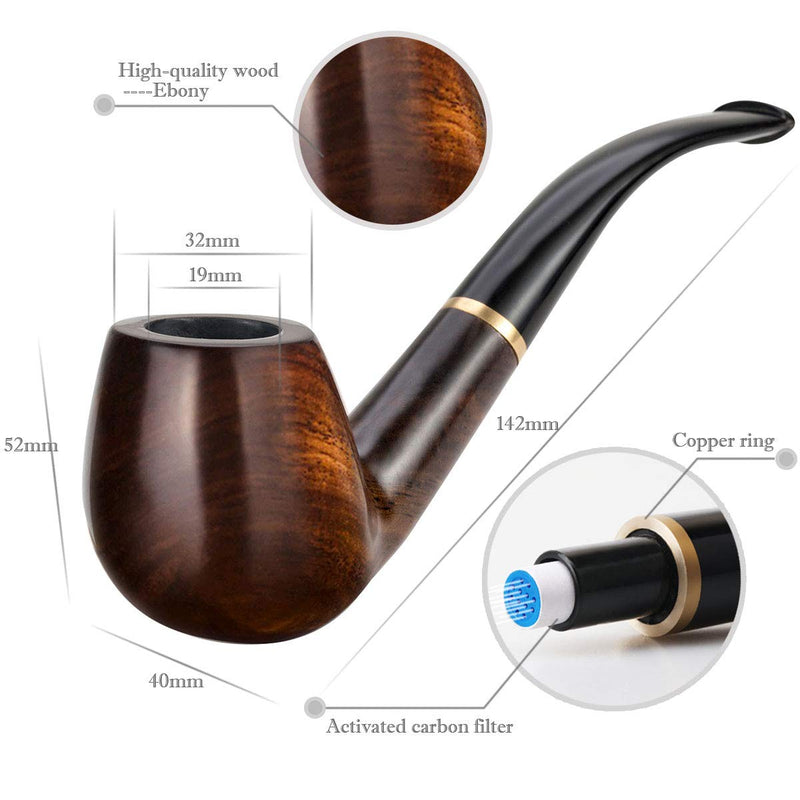 Scotte Tobacco Pipe Handmade Ebony Wood Root Smoking Pipe Gift Box and Accessories - NewNest Australia
