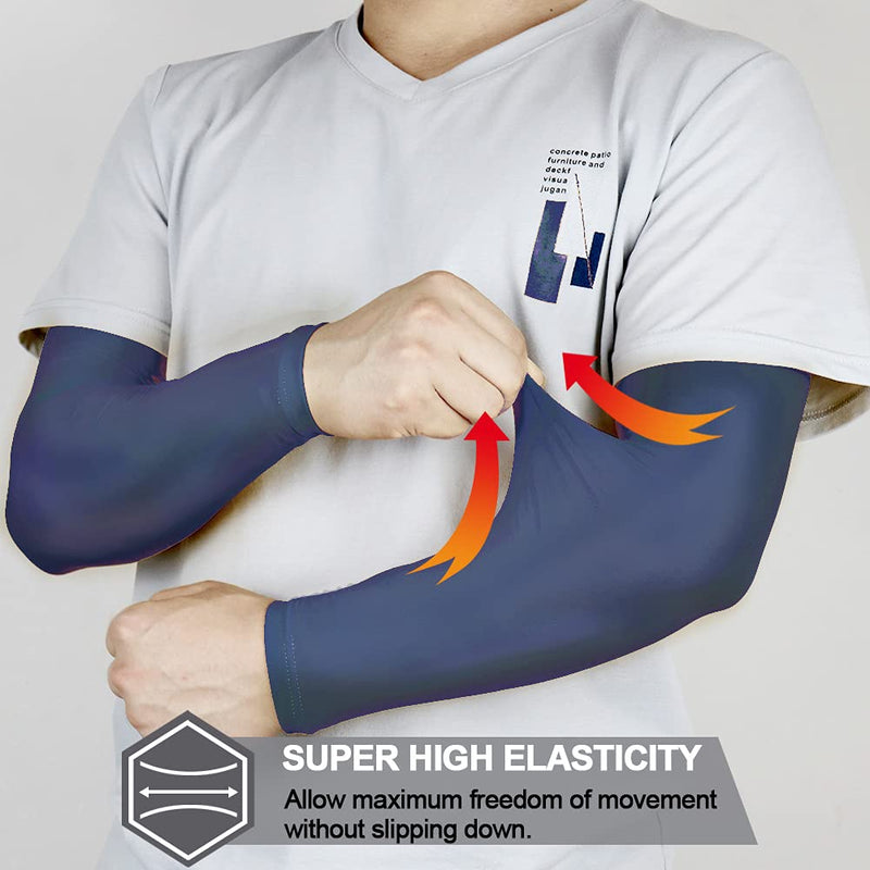beister 1 Pair Compression Cooling Athletic Arm Sleeve for Women and Men, Breathable Sports Arm Elbow Sleeve for Basketball, Running, Cycling, Outdoors, Arthritis and Lymphedema Blue XL - NewNest Australia