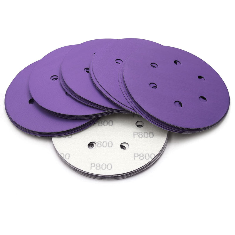 6" 6 hole Sanding Disc,30 PCS Wet/Dry Hook & Loop 800 Grit Sand Paper Professional Aluminium Oxide and Ceramic Abrasives Flocking Sandpaper,Sanders Accessories for Car Woodworking Finishing Polishing - NewNest Australia