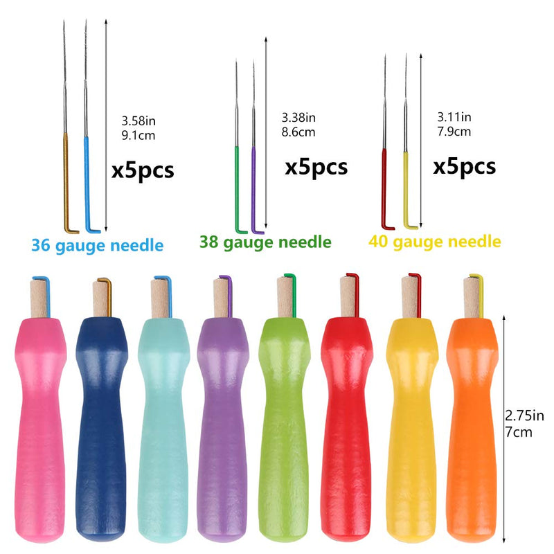 Needle Felting Tools, 38 Pcs Felting Needles - Needle Felting Supplies with 3 Sizes Felting Needles(36 Gauge, 38 Gauge, 40 Gauge), Color Wooden Handle Holder for Needle Felting - NewNest Australia