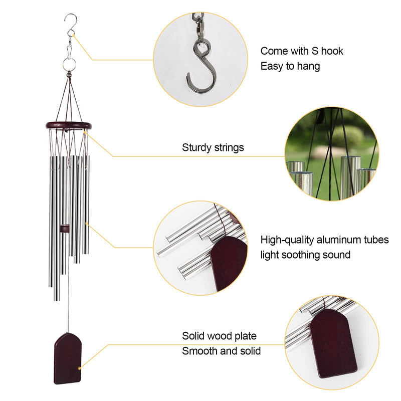 Wind Chimes for Outside, Memorial Wind Chimes with Soothing Melodic Tones, Sympathy Wind Chimes with 6 Tuned Tubes, Great as a Gift or for Your Own Porch, Garden, Backyard, and Home, 29 Inch - NewNest Australia