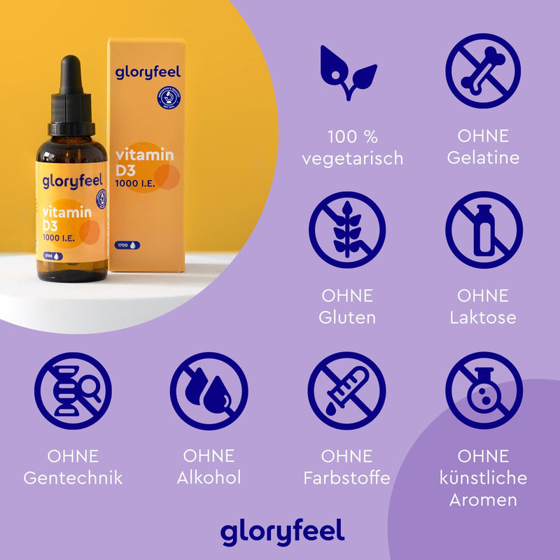 Vitamin D3 drops - 50ml (1700 drops) - Laboratory tested 1000 IU per drop - Made in MCT oil from coconut - No additives - High dosage without additives in Germany - NewNest Australia