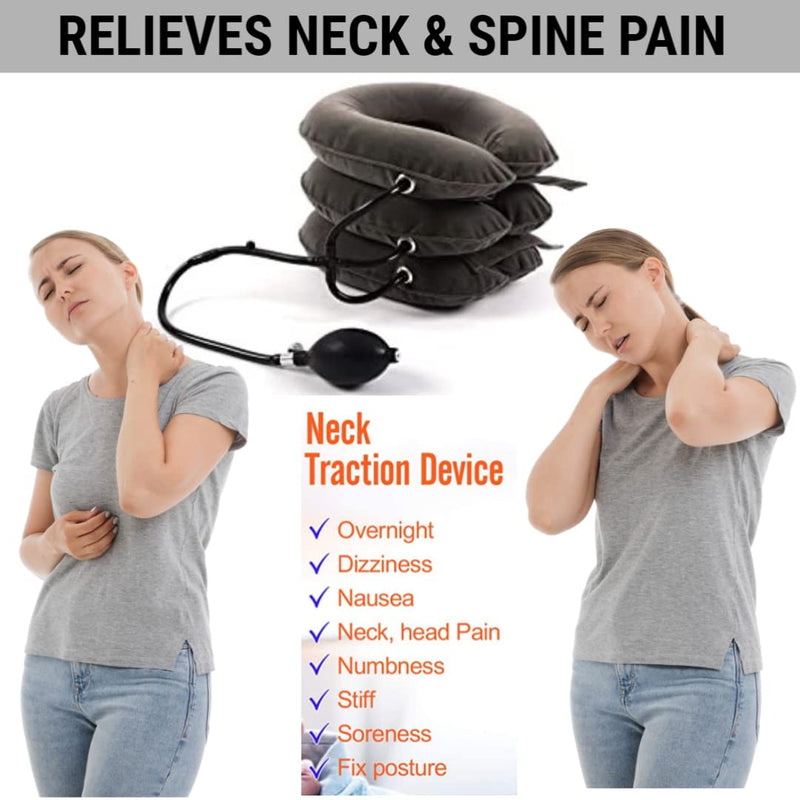 Spinegear Inflatable Neck traction for Home use medically approved 3 layers Air Cervical brace device Spine Shoulder Support for Neck Pain Pinched Nerves & Muscle Strain Collar Stretcher (One Size) - NewNest Australia