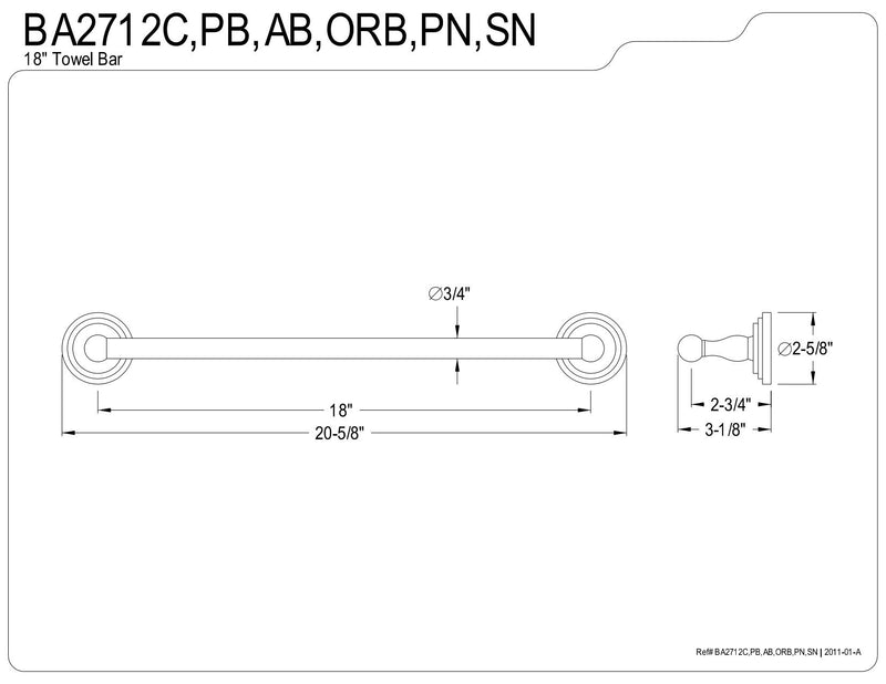 Kingston Brass BA2712AB Milano 18" Towel Bar, Antique Brass - NewNest Australia