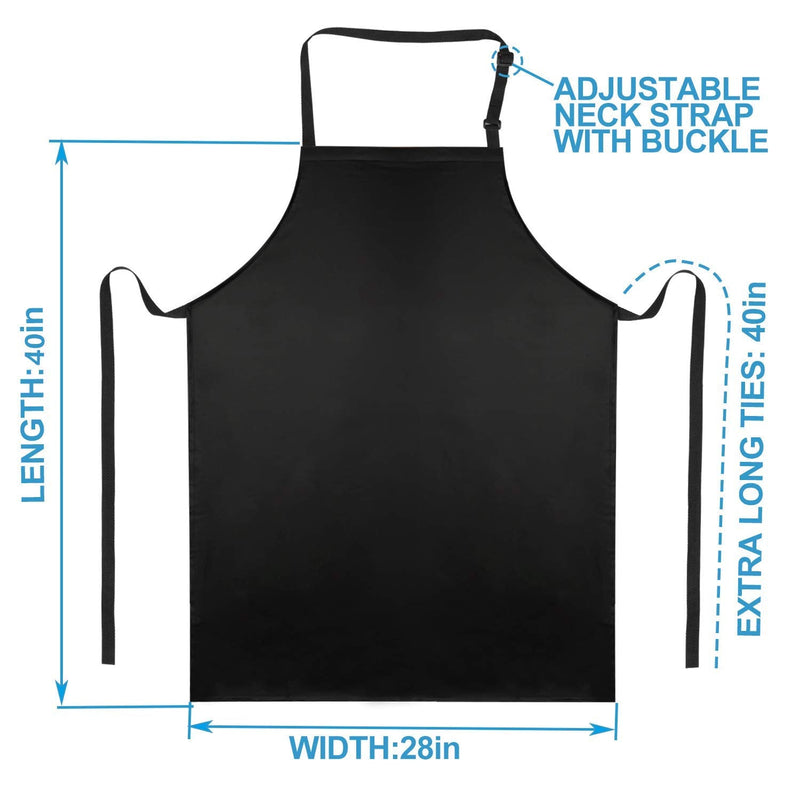 Waterproof Rubber Vinyl Apron 40" Heavy Duty Chemical Work Apron Durable with Adjustable Bib Apron for Dishwashing Black - NewNest Australia