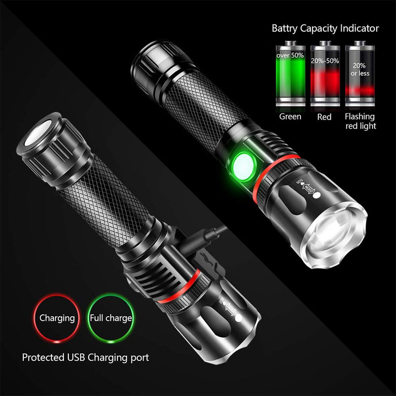 Tactical Flashlight Rechargeable, flashlights high lumens magnetic base - Super Bright, Zoomable, Water-Resistance, 4 Models, Vnina High Lumens Flash Light for Camping, Hiking and Emergence - NewNest Australia