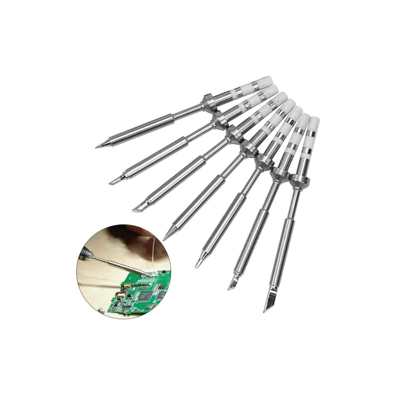 7Pcs/set Original Soldering Iron Tip Replacement for TS100, Portable Outdoor Soldering Iron Kit Mini Digital Soldering Iron Replacement silver - NewNest Australia