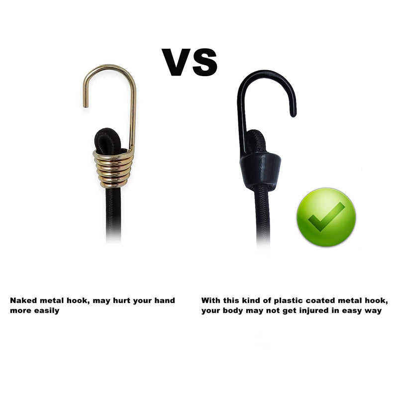 Joneaz Mini Bungee Cord with Hooks 2 Inch, Plastic Coated, Without Sharp Hook End, 15 Piece - NewNest Australia