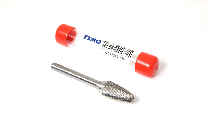 TEMO SF-5 Double Cut Carbide Rotary Burr File, 1/2Inch Head Round Tree, 1/4 Inch Diameter 2 Inch Long Shank 2" SF-5 - NewNest Australia