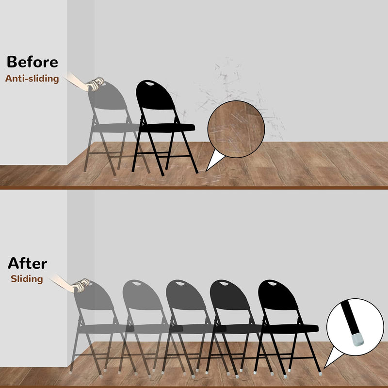 36 Pieces 7/8 Inch Folding Chair Leg Caps Heavy-Duty Plastic Chair End Caps Non-Marring Furniture Glides Round Hardwood Floor Protectors (Grey) - NewNest Australia