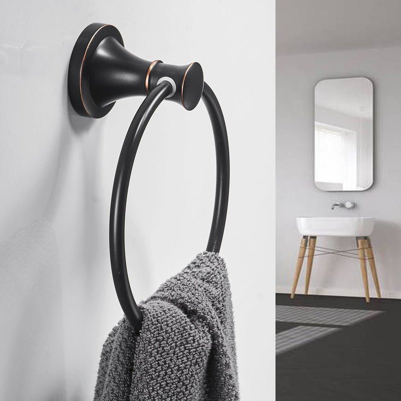 BESy Oil Rubbed Bronze Bathroom Hand Towel Ring Towel Holder, Wall Mounted Bathroom Hardware Accessory - NewNest Australia