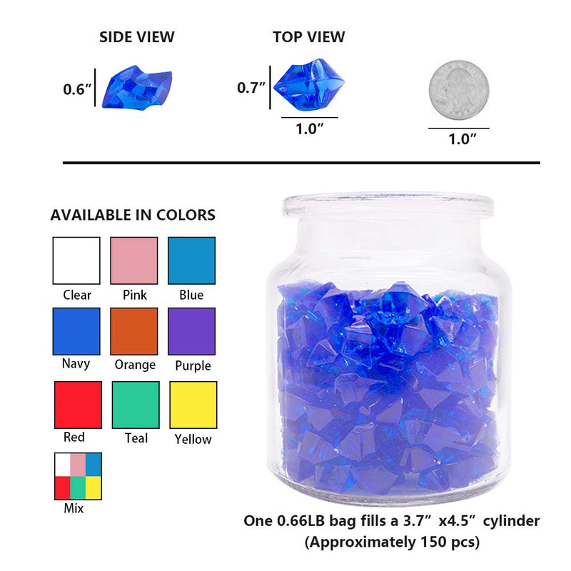 DomeStar Blue Fake Crushed Ice Rocks, 150 PCS Fake Diamonds Plastic Ice Cubes Acrylic Clear Ice Rock Diamond Crystals Fake Ice Cubes Gems for Home Decoration Wedding Display Vase Fillers - NewNest Australia