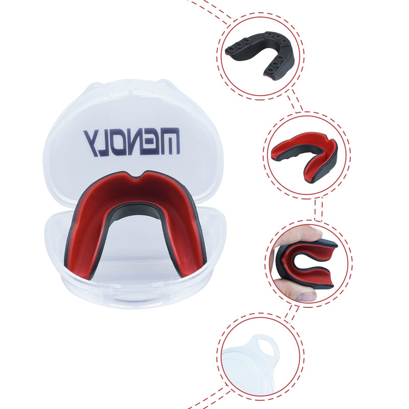 MENOLY 5 Pack Youth Mouth Guard Kids Sprots Mouthguard for Football Boxing MMA Hockey with Free Case Custom Fit Sprots Mouth Guard 1-double Color - NewNest Australia