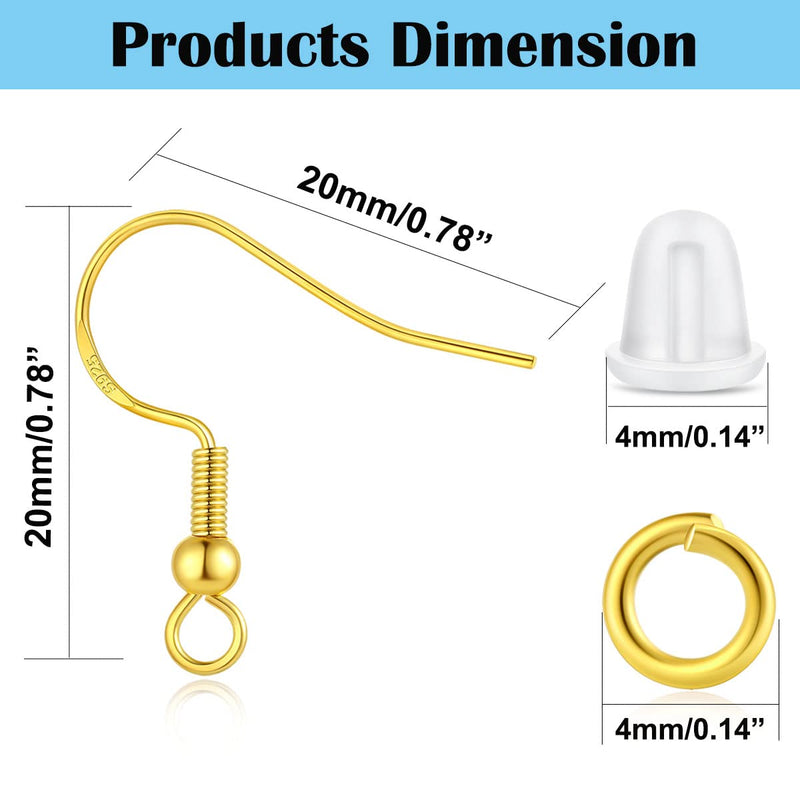 2 Colors Earring Hooks,300 PCS Earring Making Kit, Hypoallergenic Earring Hooks for Jewelry Making（White+Gold） - NewNest Australia