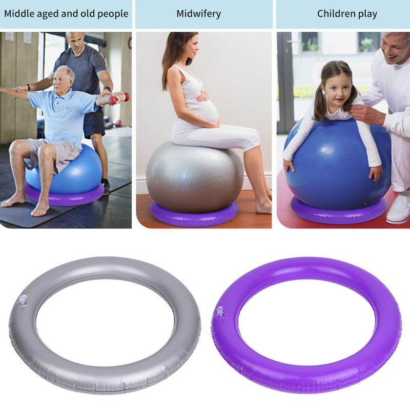 YUOKI99 Yoga Ball Base，Fixed Ring Round PVC Anti Slip Stable, Fitness Ball for Home Gym, Office, Improves Back Pain, Posture & Balance, Exercise Light Grey - NewNest Australia
