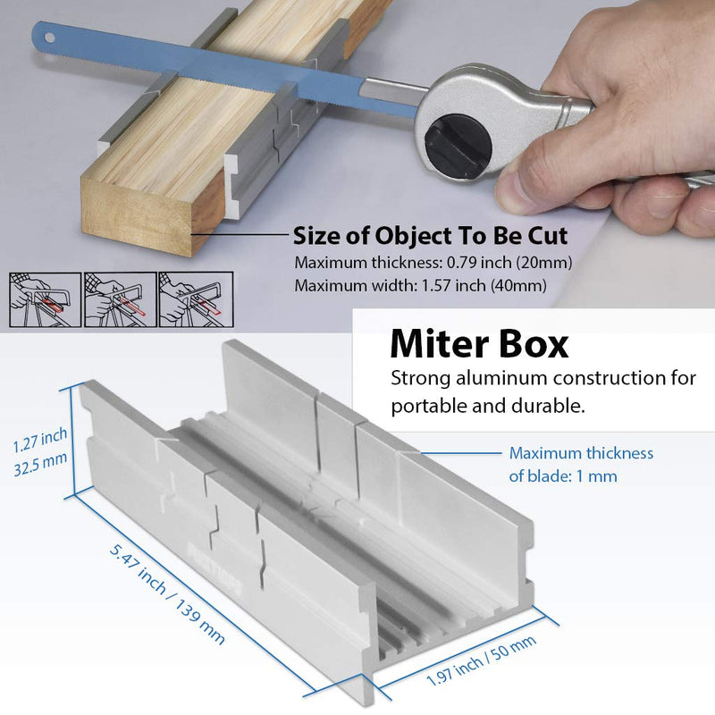 FIRSTINFO Metal Small Aluminum Miter Box 5.5 Inch Small Tiny Mitre Box for Manual Saw for Hand Saw 3 Cutting Angles - NewNest Australia