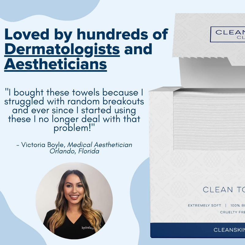 Clean Skin Club Clean Towels XL | World's 1ST Biodegradable Face Towel | Disposable Makeup Removing Wipes | Dermatology Tested & Approved | Cruelty Free | For Sensitive Skin (100 Count (Save 10%)) 100 Count (Save 10%) - NewNest Australia
