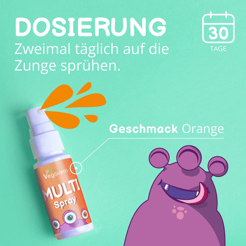 MULTIVITAMIN SPRAY FOR CHILDREN Vegavero® | Without sugar & artificial additives | From 1-13 years | With 11 vitamins | Strengthen immune system children * - NewNest Australia