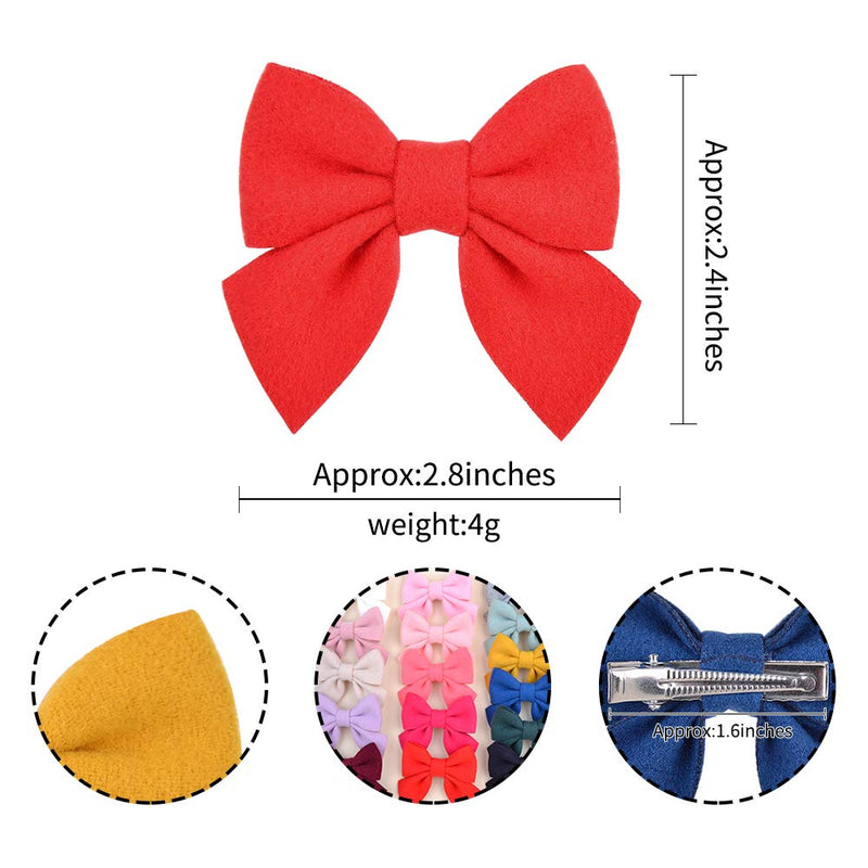 Choicbaby 40PCS/20Colors 2.8 Inches Baby Girls Hair Bows Clips Alligator Clips Felt Woolen Hair Barrettes Hair Accessories for Toddlers Infants Kids and Little Girls - NewNest Australia