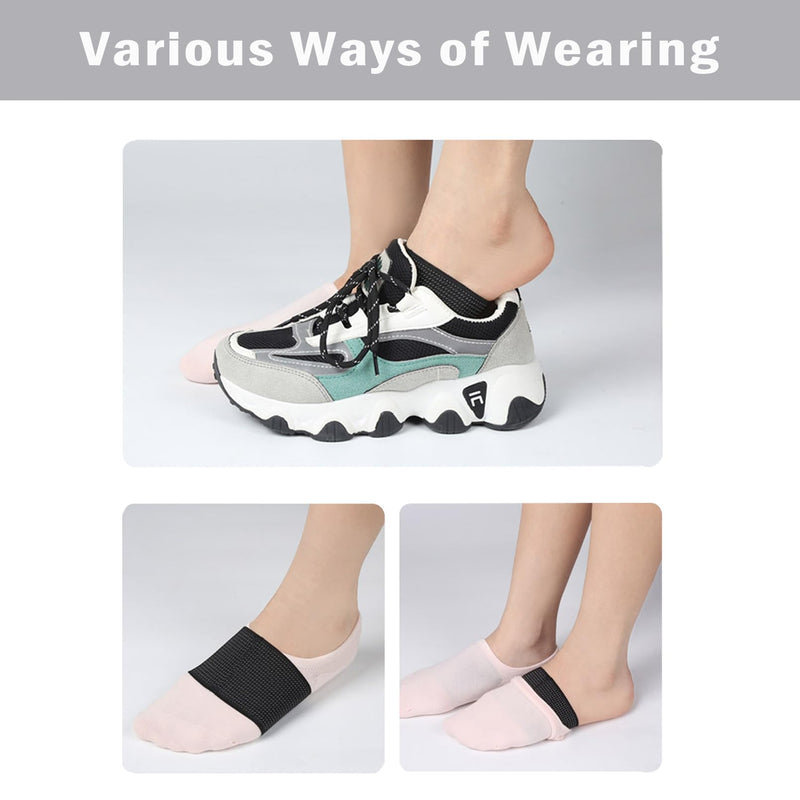 2 pairs of foot bandages, bandage foot socks for pain relief for flat feet with gel pads, foot bandage metatarsal for foot care for women and men (S, black and beige) S - NewNest Australia