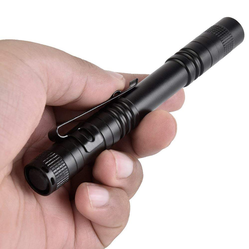 MODOAO Portable Flashlight with Metal Clip, 200 Lumens Penlight Flashlight Tactical Torch with Clip, Two AAA Batteries (Not Included), Pocket Penlight Portable Emergency Light (1 Pcs) 1 Pcs - NewNest Australia