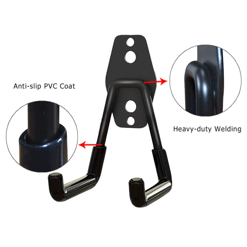 4 Pack Garage Storage Utility Hooks，Garage Garden Tool Organizer，Steel Wall Mount Hooks, Garden Small U Hooks (Black) 4 Pack-Black - NewNest Australia