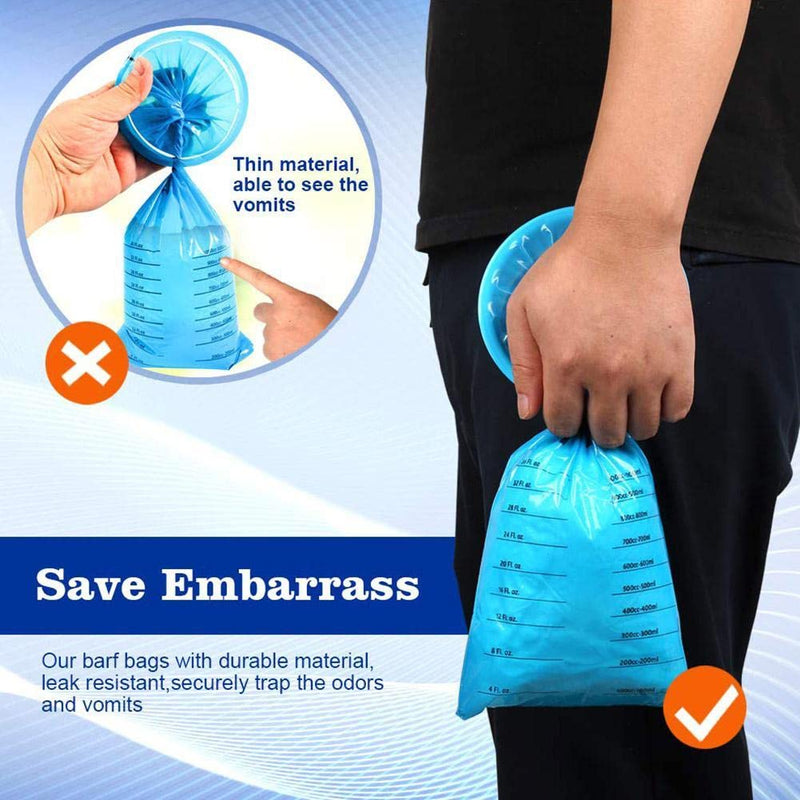 Vomit Bags Disposable,12 Pack KOCOVIMI Original Authentic Barf Bags Disposable for Adults,Kids,Easy to Use Throw Up Bags Disposable,Super Effective for Motion Sickness,1000 ml Puke Bags Disposable - NewNest Australia