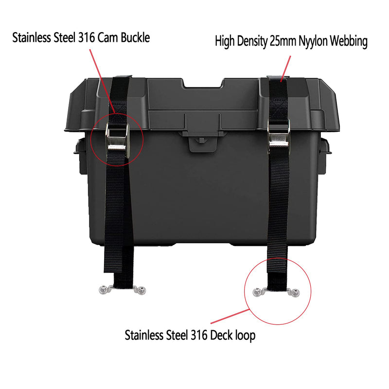 Battery Tie Down Straps for Boats,Stainless Steel Cam Buckle Straps,Cooler Tie Down Kit with Stainless Brackets and SS Screws Used for Fuel Tank, Cooler, YETI, RTIC, RV and More 1 - NewNest Australia