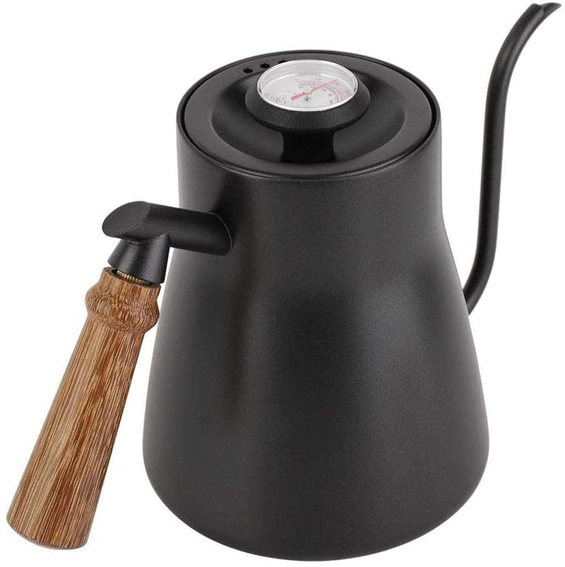 POEFT 850ML/28oz Coffee Kettle with Built In Thermometer Stainless Steel Gooseneck Coffee Pot Long Narrow Spout Coffee Pot with Insulated Wooden Ergonomic Handle 2# 850ml - NewNest Australia