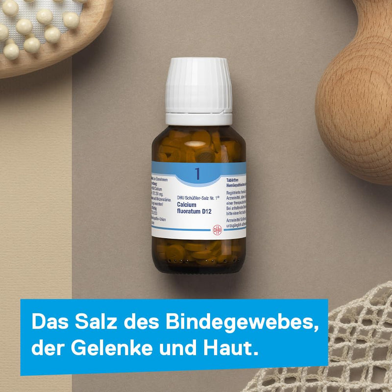 DHU Schüßler Salt No. 1 Calcium fluoratum D12 - The mineral salt of the connective tissue, joints and skin - the original - environmentally friendly in a medicine glass, 200 tablets - NewNest Australia