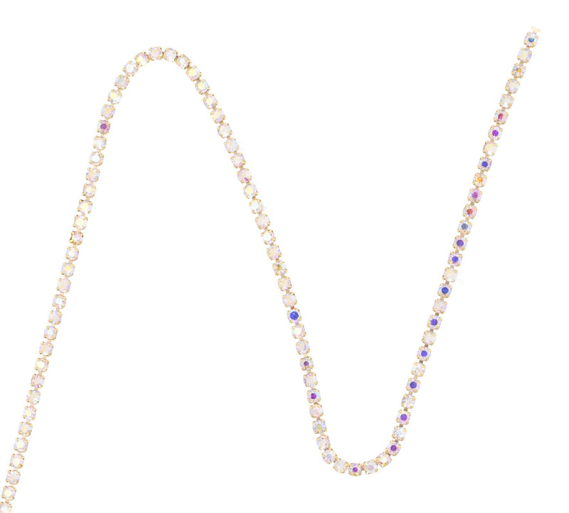 Mandala Crafts DIY Rhinestone Chain – Rhinestone Trim Cup Close Chain - Rhinestone Roll Crystal Chain Rhinestones for Crafts Sewing Jewelry Making Decoration 1 Row 2mm 20 Yards Gold AB Rhinestone Gold Tone Metal AB Rhinestone - NewNest Australia