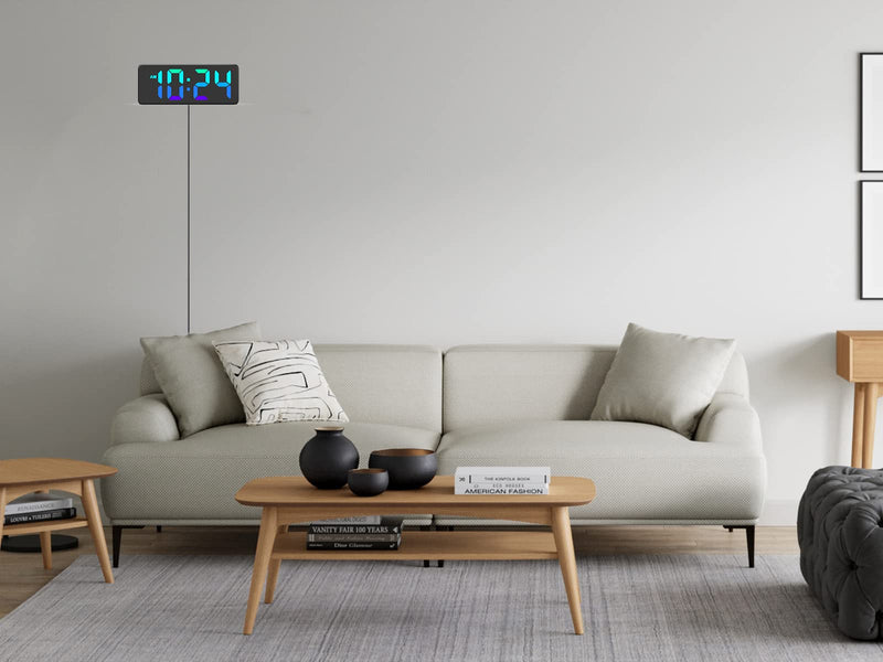 XUANZIT Wall Clock - LED Digital Wall Clock with Dynamic RGB Display, Big Digits, Auto-Dimming, 12/24Hr Format, Small Silent Wall Clock for Living Room, Bedroom, Farmhouse, Kitchen, Office - NewNest Australia