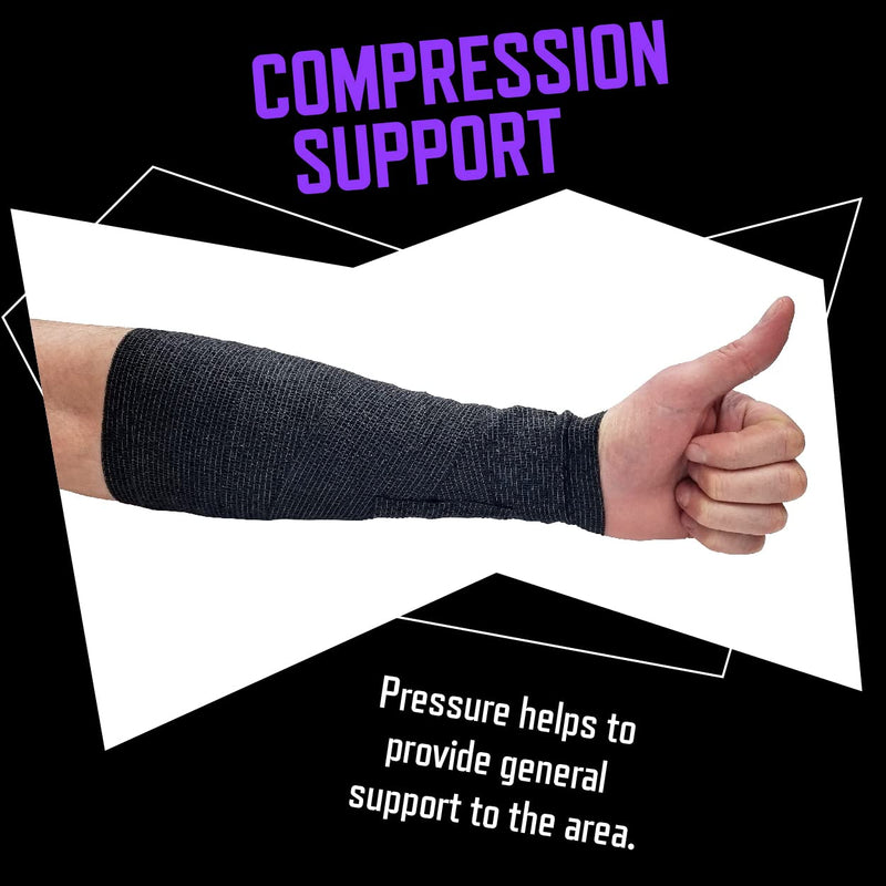 Inksafe Black Self Adherent Cohesive Bandages 7.5cm x 4.5m Box of 12 - Uses Include Vet Wrap, Tape for Human Wrist and Ankle Sprains and Sports Injuries 12 Count (Pack of 1) - NewNest Australia
