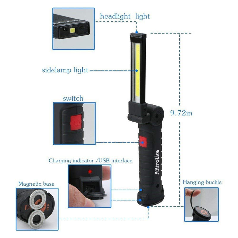 【2021】Flip Rechargeable COB LED Magnetic Flashlight & Work Light - TRUE 300 LUMENS - 3000mAh Battery - Flood Light Torch with Magnetic Stand for Car Repairing, Workshop, Garage - 1-Pc Flip Rechargeable Magnetic Work Light - NewNest Australia