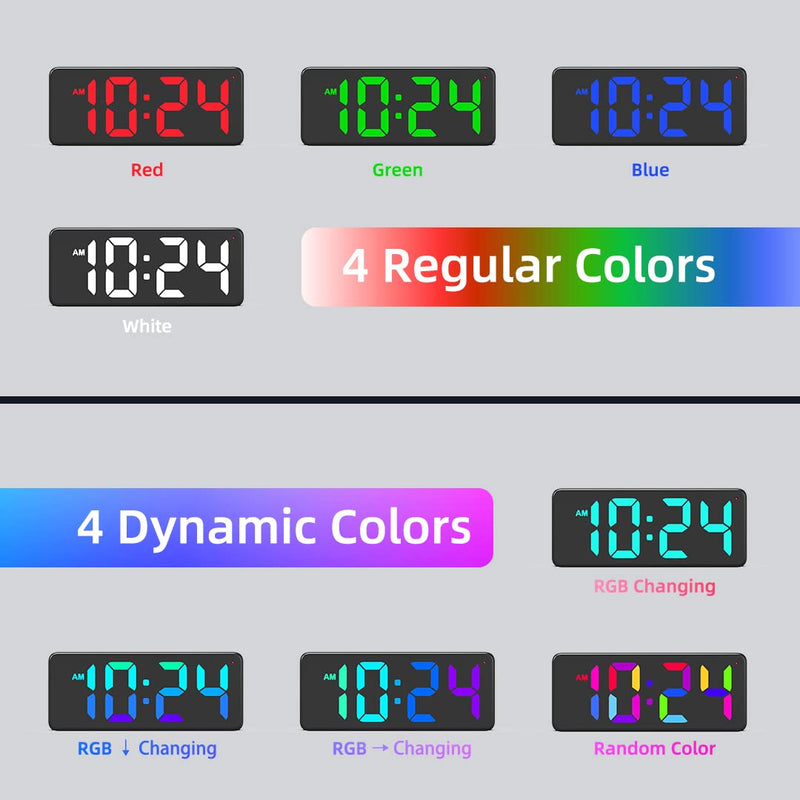 XUANZIT Wall Clock - LED Digital Wall Clock with Dynamic RGB Display, Big Digits, Auto-Dimming, 12/24Hr Format, Small Silent Wall Clock for Living Room, Bedroom, Farmhouse, Kitchen, Office - NewNest Australia