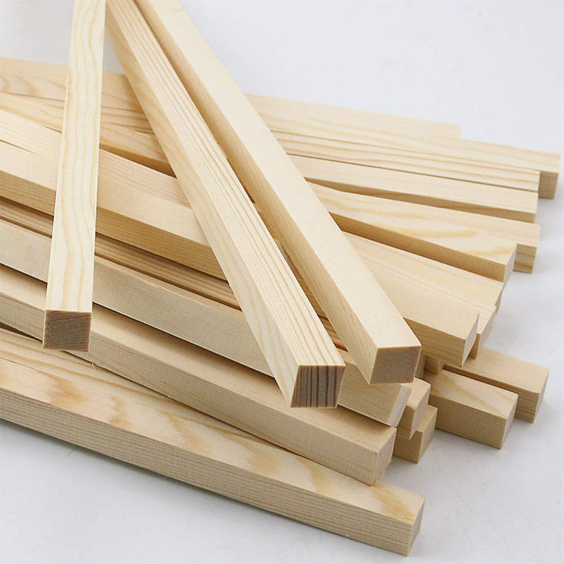 BILLIOTEAM 25 Pack Unfinished Wooden Square Dowel Rod,Hardwood Square Dowel Sticks for DIY Crafts Projects,Home Decor(1/2" x 12") - NewNest Australia