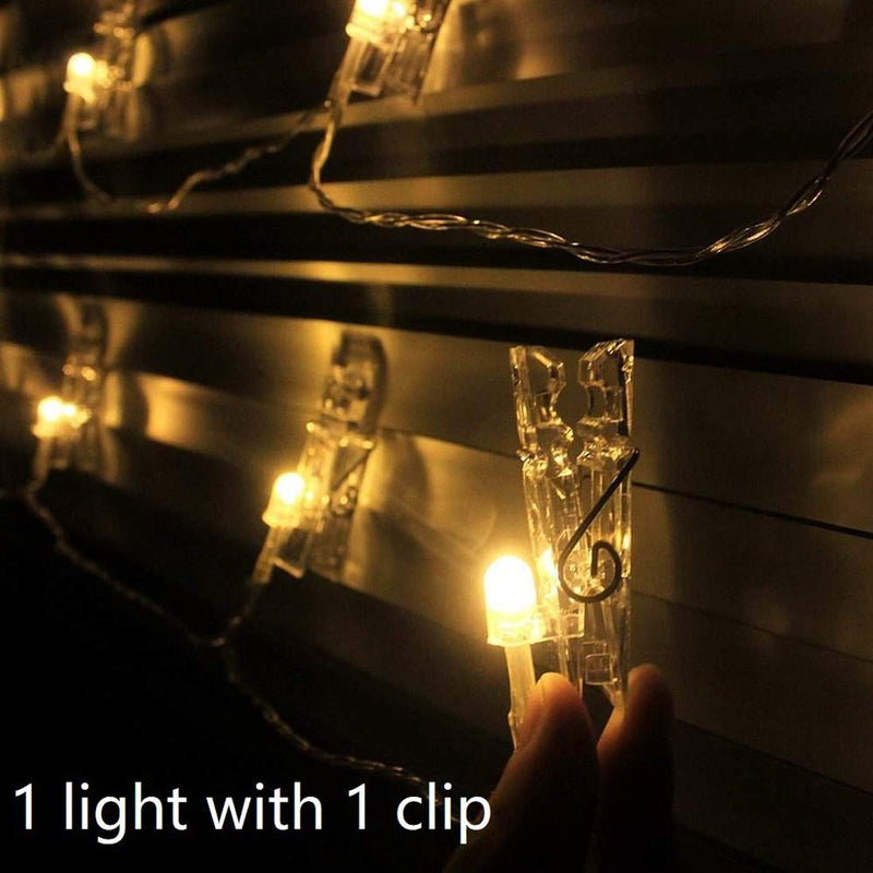 Dopheuor Photo Clip String Lights LED Battery Operated Starry Fairy Copper String Lights with Clips Warm White for Pictures Bedroom Wall Patio Halloween Thanksgiving Christmas Party Wedding Décor 20 Warm-white - NewNest Australia