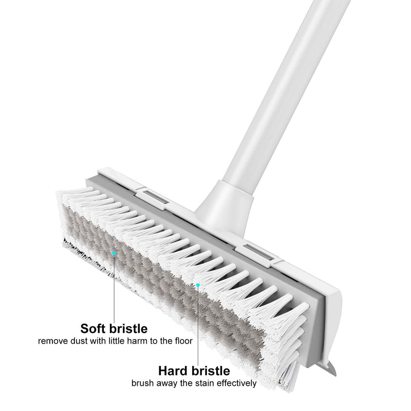 BOOMJOY Floor Scrub Brush with Long Handle -50" Stiff Brush, 2 in 1 Scrape and Brush,Tub and Tile Brush for Cleaning Bathroom, Patio, Kitchen, Wall and Deck Gray - NewNest Australia