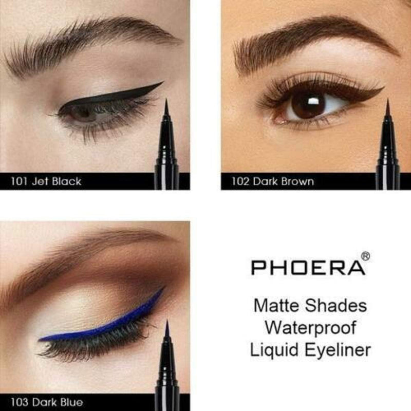 AQUAPURITY PHOERA® WATERPROOF LIQUID EYELINER PEN BROWN BLACK AND 4 MORE COLOURS SMUDGE PROOF EYE LINER LONG LASTING MAKEUP COSMETICS UK (101 jet black) 101 jet black - NewNest Australia