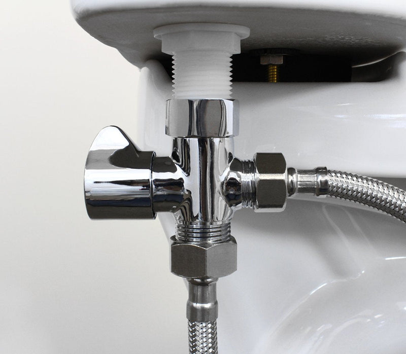 Luxe Bidet Metal T-adapter with Shut-off Valve, Winged 3-way Tee Connector, Chrome Finish, for Luxe Neo Bidets - NewNest Australia