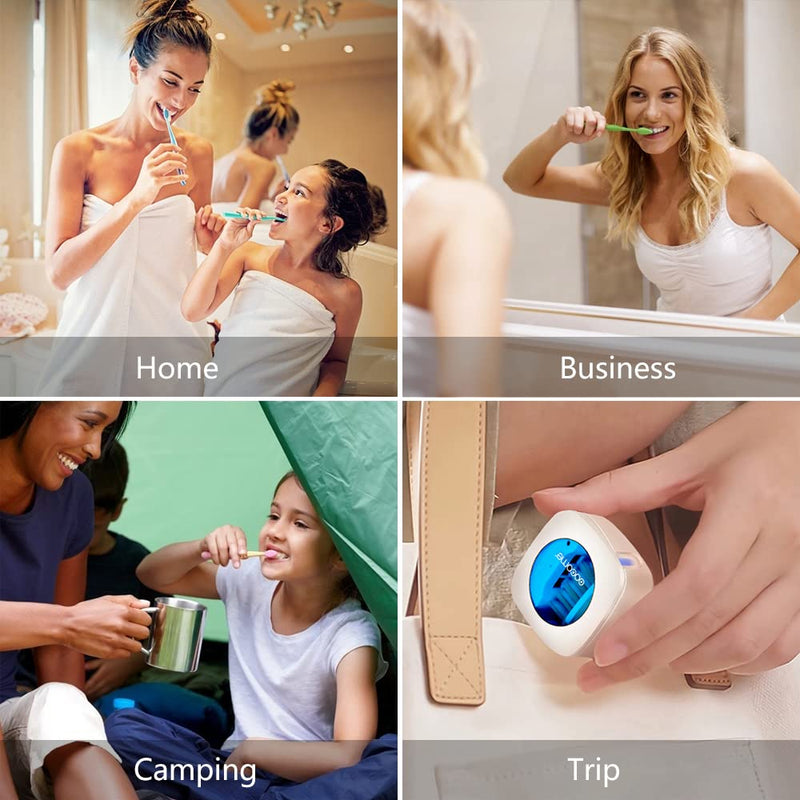 OOCOME Portable Deep UV Toothbrush Sanitizer Case Toothbrush Sanitizer Holder Organizer Case Toothbrush Cleaner Holder with Sticker free Punching for Travel and Family Use (2 Packs) 2 Packs - NewNest Australia