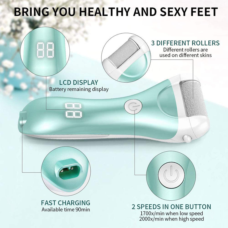 Electric Foot File, DIOZO Hard Skin Remover IPX7 Waterproof Callus Remover Pedicure Tools Machine with 3 Rollers and 2 speeds, Remove Cracked Heels and Dead Skin Off-white - NewNest Australia