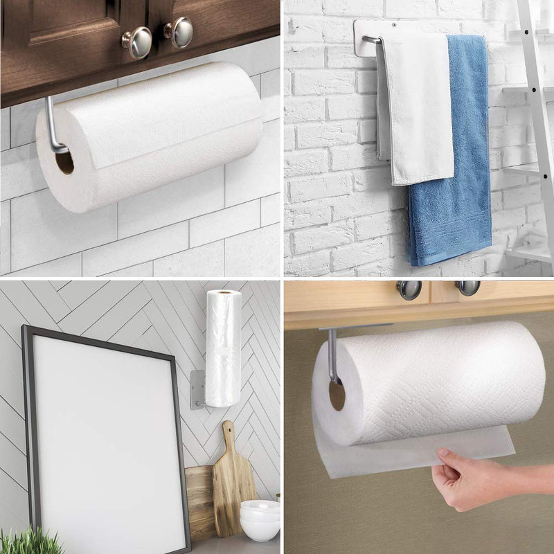 NewNest Australia - Paper Towel Holder Wall Mount, with Adhesive Stainless Steel Paper Towel Holder, No Drilling Required (12" x 3.14") 