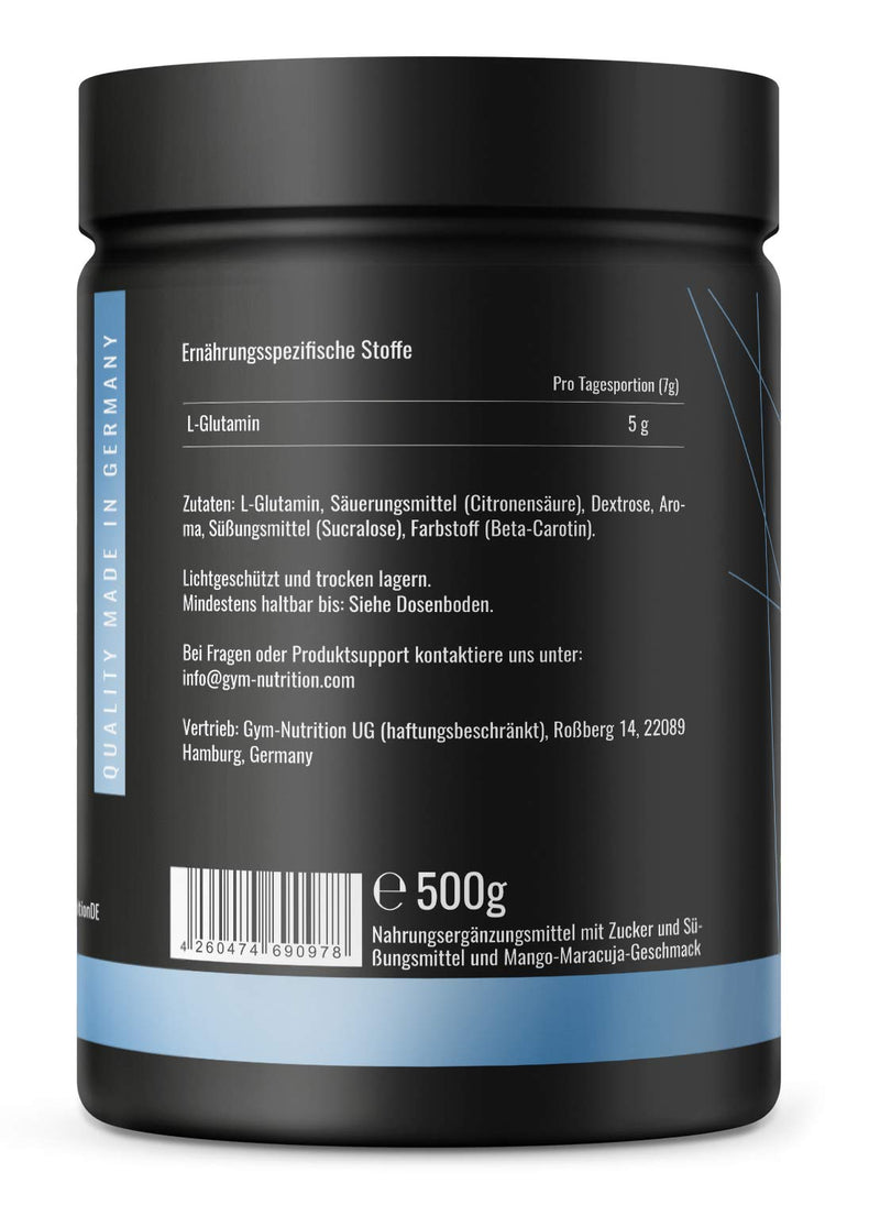 L-Glutamine Ultrapure Powder Extra High Dosage & 99.5% Pure - Laboratory Tested And Vegan - Ideal For Body Builders Made In Germany 500 G (Mango-Maracuja) Mango-Maracuja - NewNest Australia