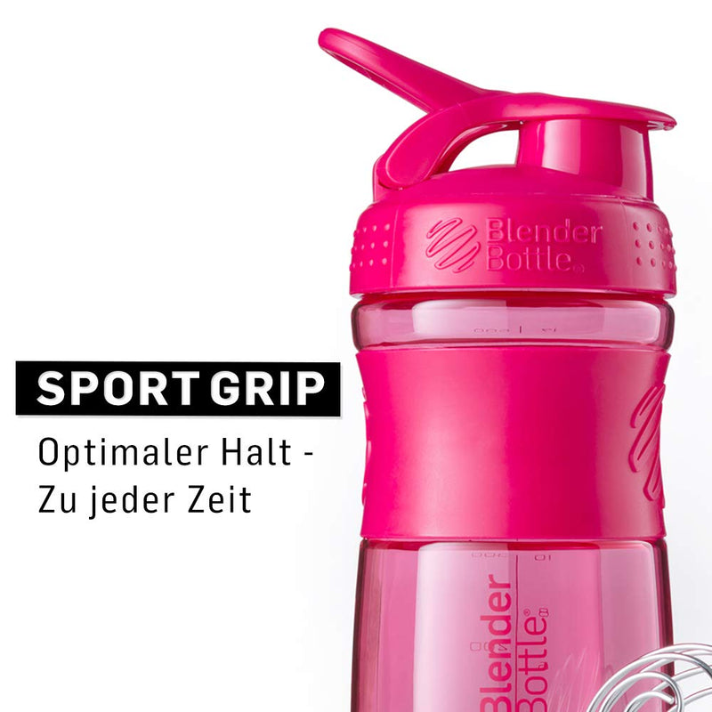 BlenderBottle sports mixer Tritan drinking bottle with BlenderBall, suitable as a protein shaker, protein shaker, water bottle or for fitness shakes, BPA free Pink Fashion 590 ml single - NewNest Australia