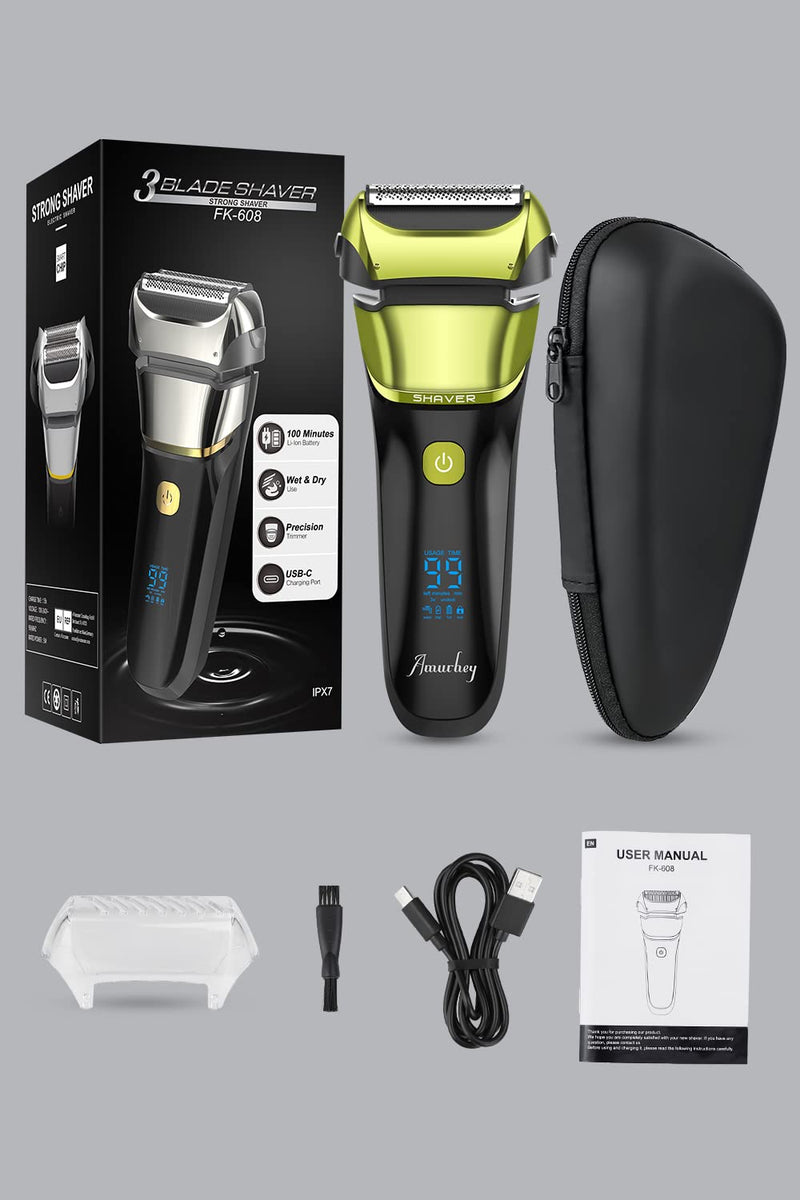 Men'S Electric Shaver & Trimmer With 3 Flexible Blades, Rechargeable & Wireless Electric Shaver With Travel Case, Wet & Dry Shaver, 100 Minutes Runtime, Gift Man - NewNest Australia