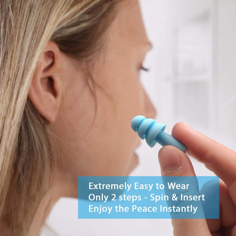 ANBOW Ear Plugs for Sleeping Noise Cancelling. Reusable Silicone Earplugs. Custom Fit - Noise Reduction for Sleeping, Concerts, Work & Swimming. Adjustable to Ear Size. 3 Pairs + Travel Pouch - NewNest Australia
